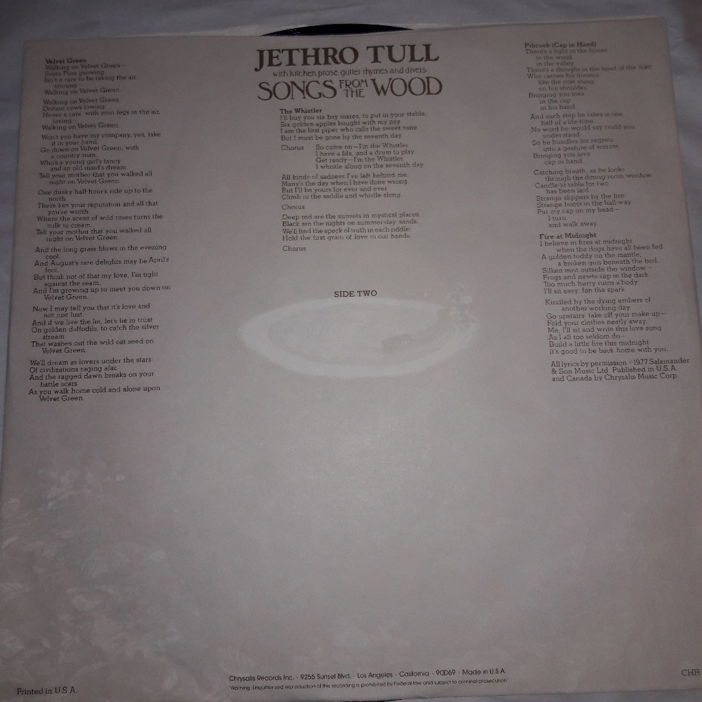 Jethro Tull, Songs From the Wood Album - Picture 2 of 6